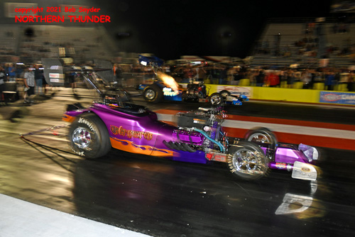 Mary Reep - 'Grim Reeper' 
(near lane) vs Aaron Morrow - 'Nitro Relapse' (far lane)